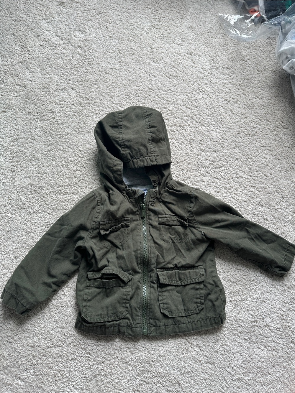 Boys Old Navy Hooded Utility Jacket - Olive Green